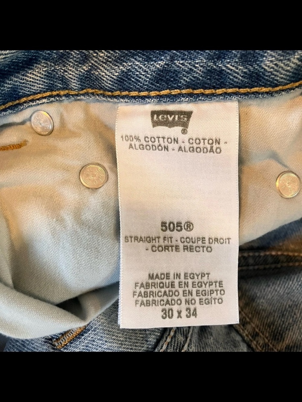 Vintage Levi's 505 Jeans Mens 30x34(33) Regular Fit Y2K Straight Leg Light Wash - Picture 4 of 8
